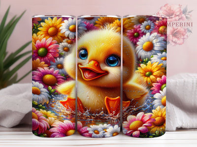 Daisy Flower Duckling Tumbler, Spring Floral Tumbler, Cute Duck Wrap, Daisy Flower Wrap, Adorable Duckling Wrap, Sublimation Design, Trendy Gift Idea Sublimation Li Zamperini 