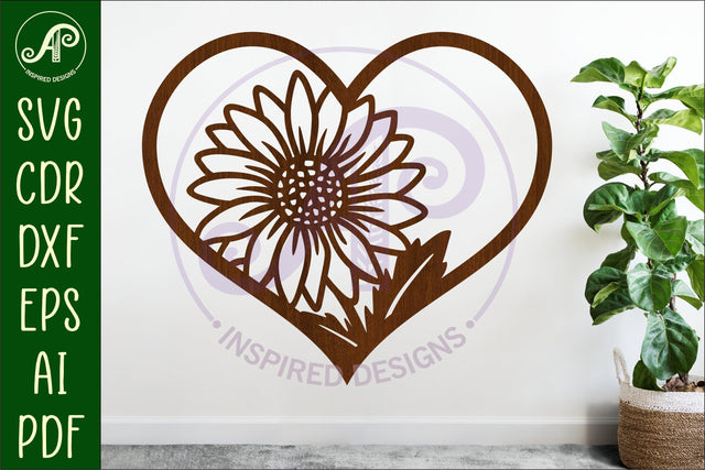 Daisy flower heart wall sign, SVG file. SVG APInspireddesigns 