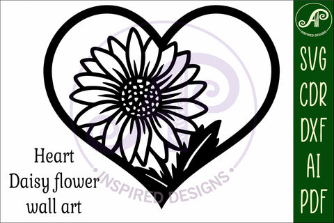 Daisy flower heart wall sign, SVG file. SVG APInspireddesigns 