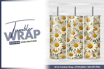 Daisy flower pattern tumbler png background Sublimation Regulrcrative 