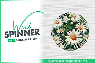 Daisy Flower Pattern with White Petals Orange Center and Green Leaves Sublimation Regulrcrative 