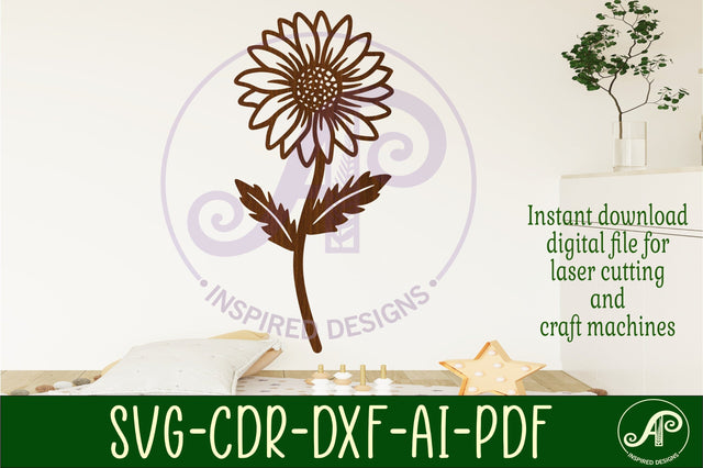 Daisy flower wall sign svg laser cut file SVG APInspireddesigns 