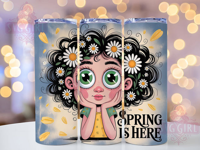 Daisy Girl Spring Is Here 20oz Tumbler, Cute Gift, Sublimation Wrap, Floral Mug, 20oz Tumbler Design, Young Girl Art, Spring Theme Sublimation SvggirlplusArt 