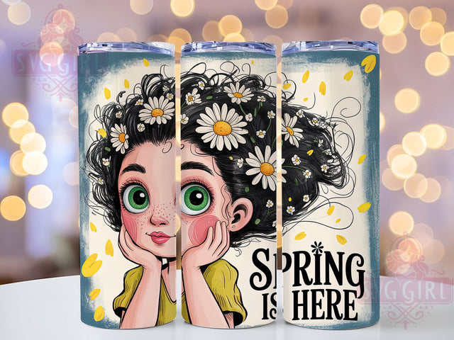 Daisy Girl Spring Is Here 20oz Tumbler, Cute Gift, Sublimation Wrap, Floral Mug, 20oz Tumbler Design, Young Girl Art, Spring Theme Sublimation SvggirlplusArt 
