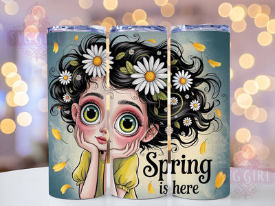 Daisy Girl Spring Is Here 20oz Tumbler, Cute Gift, Sublimation Wrap, Floral Mug, 20oz Tumbler Design, Young Girl Art, Spring Theme Sublimation SvggirlplusArt 