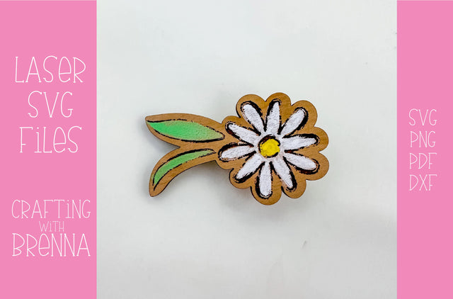 Daisy Hair Clip Laser SVG File SVG Crafting With Brenna 