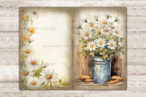 Daisy Junk Journal Pages | Vintage Ephemera SVG GlamArtZhanna 