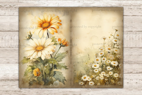 Daisy Junk Journal Pages | Vintage Ephemera SVG GlamArtZhanna 