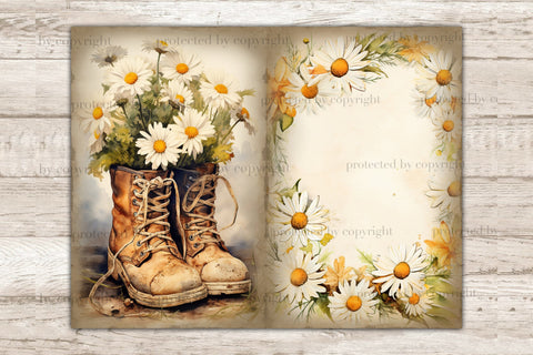 Daisy Junk Journal Pages | Vintage Ephemera SVG GlamArtZhanna 