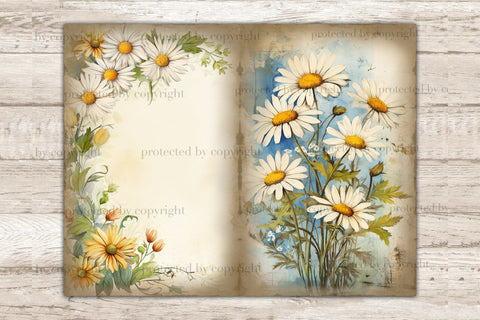 Daisy Junk Journal Pages | Vintage Ephemera SVG GlamArtZhanna 