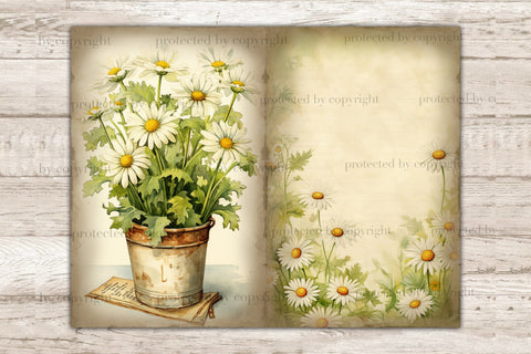 Daisy Junk Journal Pages | Vintage Ephemera SVG GlamArtZhanna 