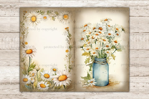 Daisy Junk Journal Pages | Vintage Ephemera SVG GlamArtZhanna 