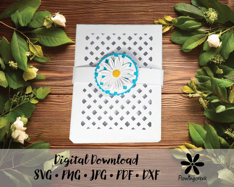 Daisy Lattice Gift Box SVG Cut File 3D Paper Flowingcreek 