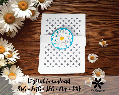 Daisy Lattice Gift Box SVG Cut File 3D Paper Flowingcreek 