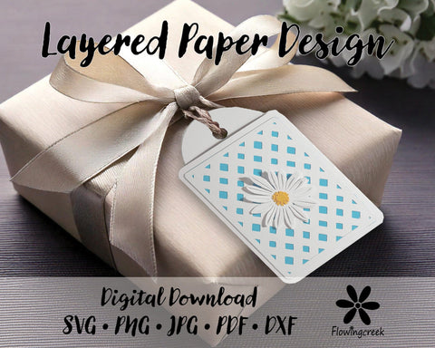 Daisy Lattice Gift Tag Gift Card Holder SVG Cut File 3D Paper Flowingcreek 