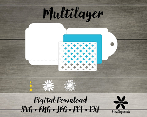 Daisy Lattice Gift Tag Gift Card Holder SVG Cut File 3D Paper Flowingcreek 
