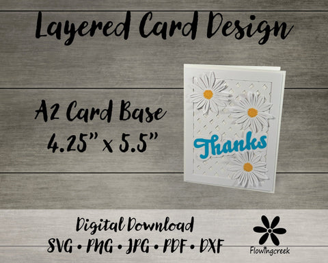 Daisy Lattice Layered Paper Thank You Card SVG Cut File 3D Paper Flowingcreek 