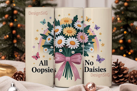 Daisy Oops Tumbler Wrap PNG Sublimation DesignSVG 