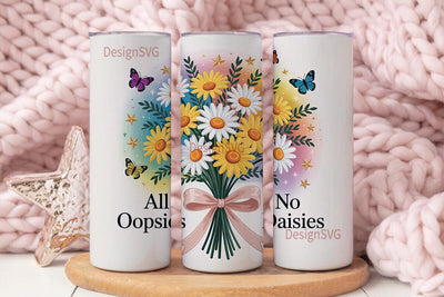 Daisy Oops Tumbler Wrap PNG Sublimation DesignSVG 
