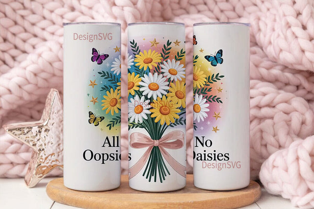 Daisy Oops Tumbler Wrap PNG Sublimation DesignSVG 