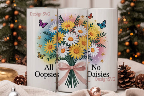 Daisy Oops Tumbler Wrap PNG Sublimation DesignSVG 