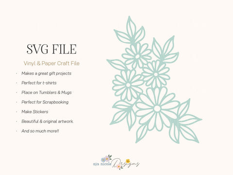 Daisy Paper Cut Swag SVG Aja Nicole Designs 