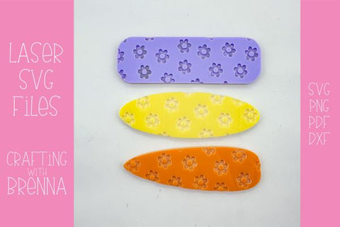Daisy Pattern Hair Clip Laser SVG File SVG Crafting With Brenna 