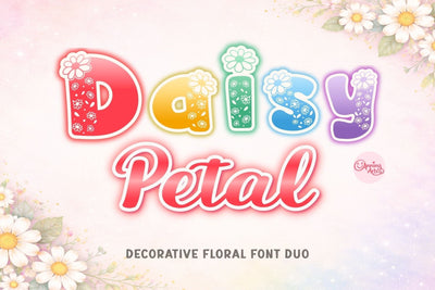 Daisy Petal Font Duo – Floral Decorative & Script Font Font AnningArts Design 