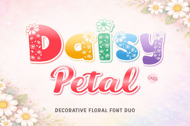 Daisy Petal Font Duo – Floral Decorative & Script Font Font AnningArts Design 