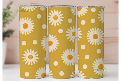 Daisy Polka Dot 20oz Tumbler Wrap Sublimation PixelChick 