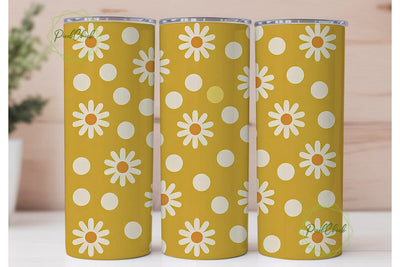 Daisy Polka Dot 20oz Tumbler Wrap Sublimation PixelChick 
