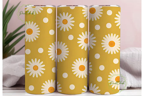 Daisy Polka Dot 20oz Tumbler Wrap Sublimation PixelChick 