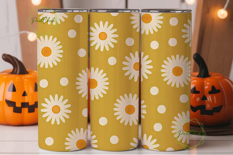 Daisy Polka Dot 20oz Tumbler Wrap Sublimation PixelChick 