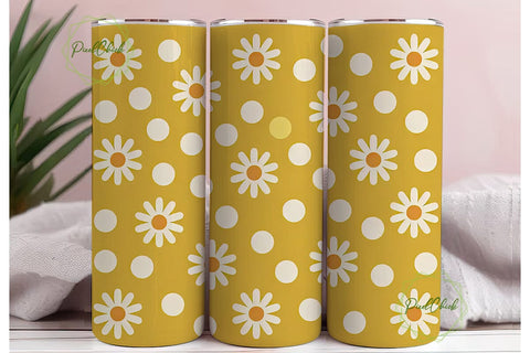 Daisy Polka Dot 20oz Tumbler Wrap Sublimation PixelChick 