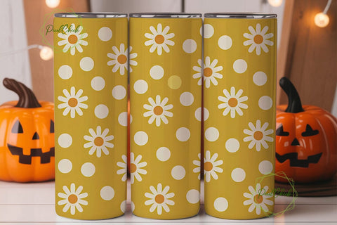 Daisy Polka Dot 20oz Tumbler Wrap Sublimation PixelChick 