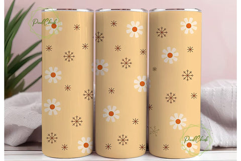 Daisy Snowflake Christmas Tumbler Wrap Sublimation PixelChick 