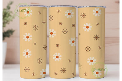 Daisy Snowflake Christmas Tumbler Wrap Sublimation PixelChick 