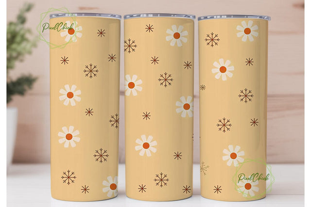 Daisy Snowflake Christmas Tumbler Wrap Sublimation PixelChick 