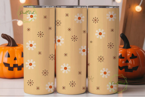 Daisy Snowflake Christmas Tumbler Wrap Sublimation PixelChick 