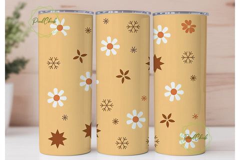 Daisy Snowflake Christmas Tumbler Wrap Sublimation PixelChick 
