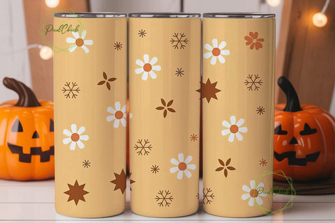 Daisy Snowflake Christmas Tumbler Wrap Sublimation PixelChick 