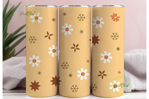 Daisy Snowflake Christmas Tumbler Wrap Sublimation PixelChick 