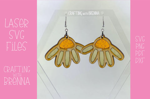 Daisy Stained Glass Earring, Laser SVG File SVG Crafting With Brenna 