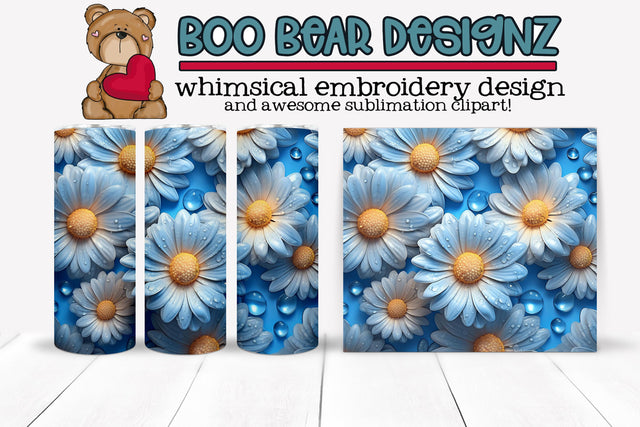 Daisy Sublimation Tumbler wrap Sublimation Boo Bear Designz 
