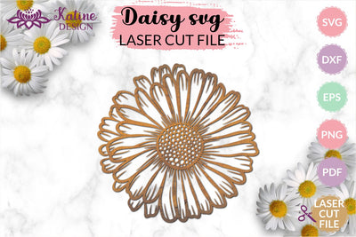 Daisy SVG, Laser Cut Files, Laser Cut Designs, Glowforge SVG, Flower Laser Cut, Floral SVG, CNC Files, Glowforge Files, Lasercut Files, Laser Cutting, Laser Cut Vector, File for Laser Cutting, SVG Cut Files, Flower SVG, Dxf Files, Dxf Files SVG KatineDesign 