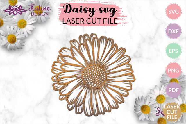 Daisy SVG, Laser Cut Files, Laser Cut Designs, Glowforge SVG, Flower Laser Cut, Floral SVG, CNC Files, Glowforge Files, Lasercut Files, Laser Cutting, Laser Cut Vector, File for Laser Cutting, SVG Cut Files, Flower SVG, Dxf Files, Dxf Files SVG KatineDesign 