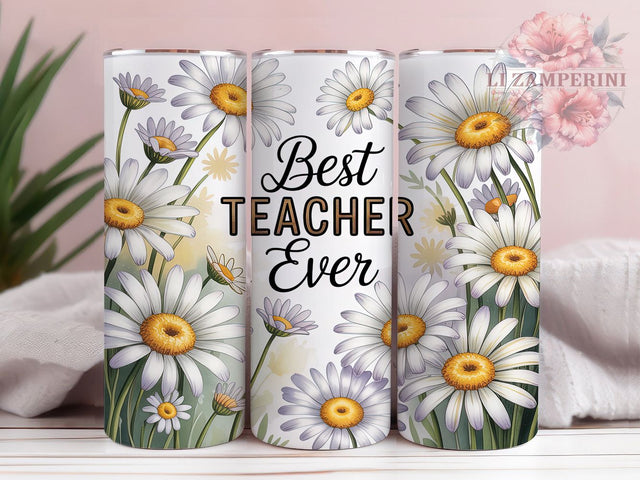 Daisy Teacher Appreciation Tumbler Wrap, Daisy Design, Teacher Appreciation, Floral Teacher Gift, Sublimation Template, 20oz Tumbler Wrap, Education Gift Sublimation Li Zamperini 