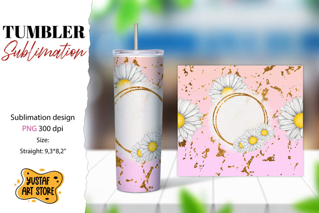 Daisy tumbler. Summer flowers sublimation design Sublimation Yustaf Art Store 