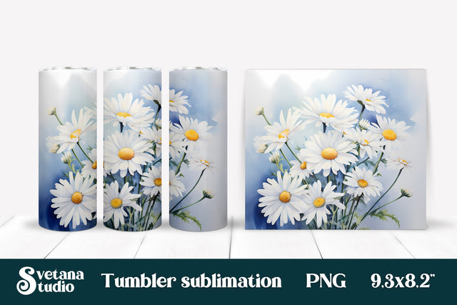 Daisy tumbler wrap | Flower tumbler | Floral tumbler Sublimation Svetana Studio 