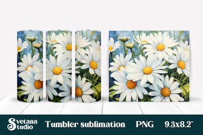 Daisy tumbler wrap | Flower tumbler sublimation Sublimation Svetana Studio 